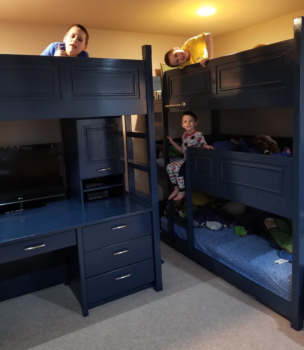 Navy Blue Bunk Bed With Loft, Navy Bunk Beds