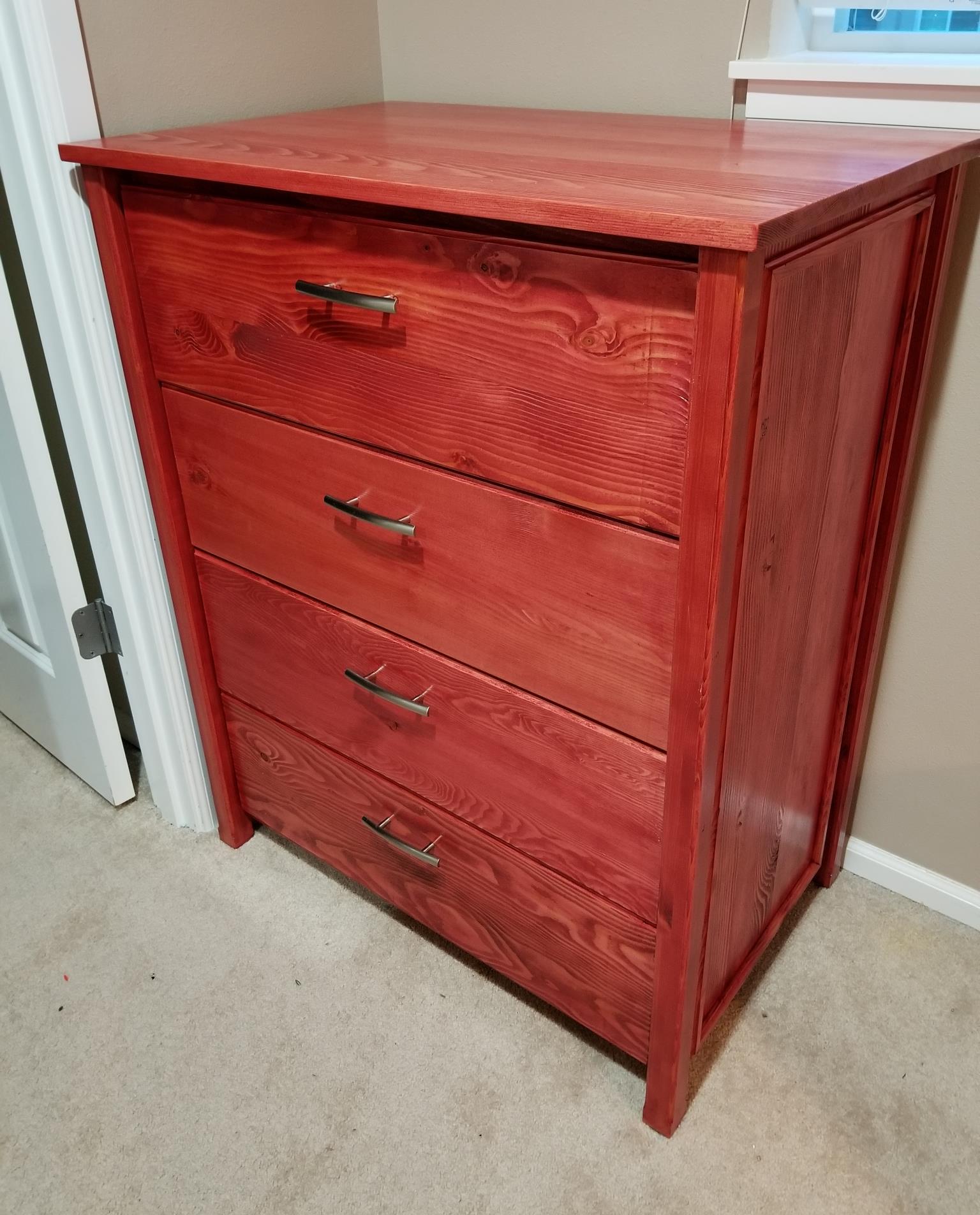 Red Stained Dresser Set