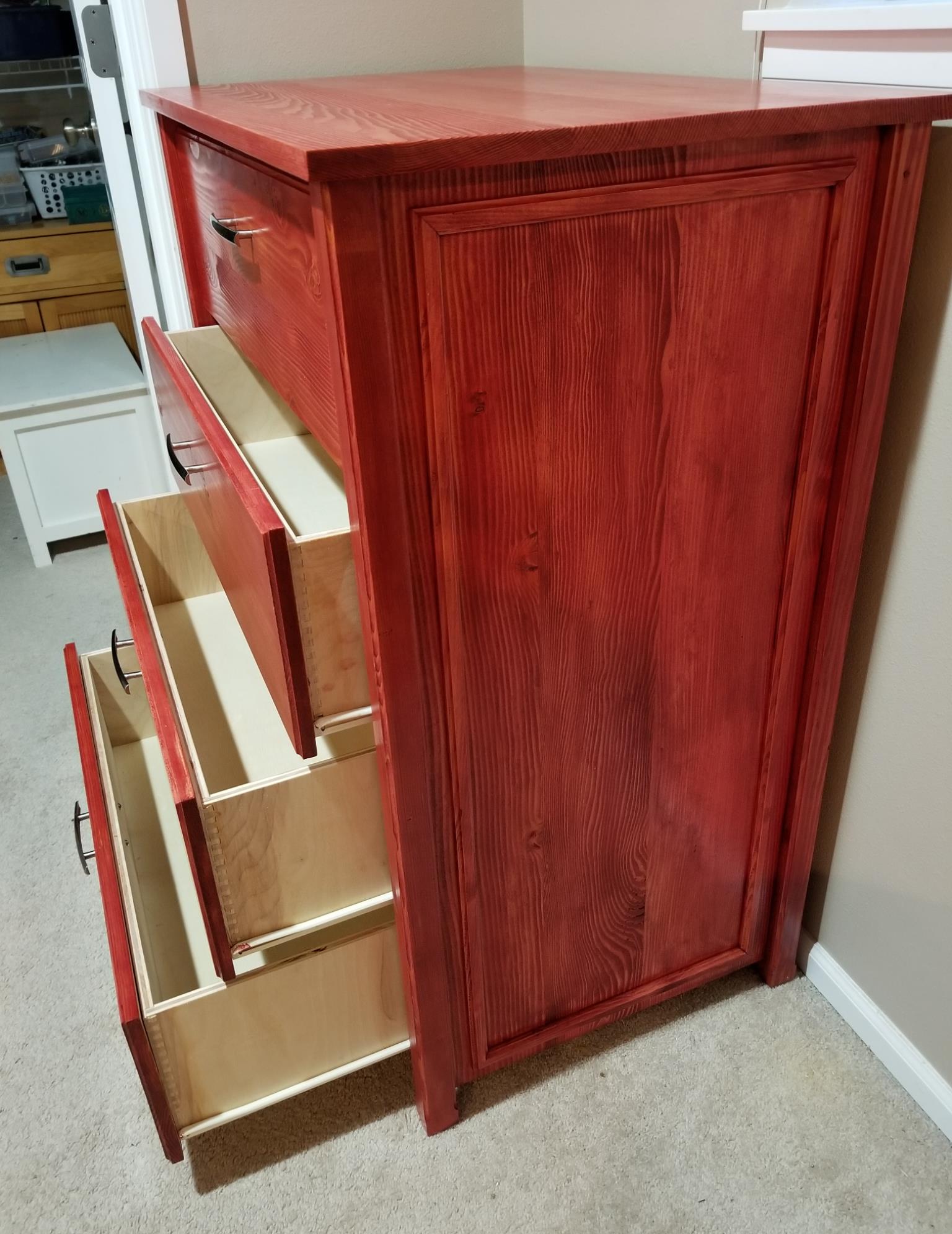 Red Stained Dresser Set