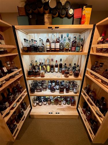 Birch Whiskey Cabinet with Backlit Shelving